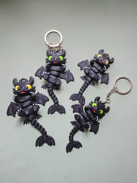 Брелок Беззубик Подвижный Cute Toothless Night Fury Articulated Keychain 8 См 3Д Печать - изображение 4