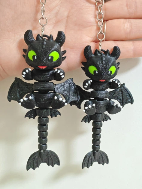 Брелок Беззубик Подвижный Cute Toothless Night Fury Articulated Keychain 8 См 3Д Печать - изображение 5