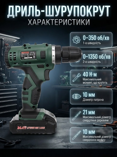 Набор ударного гайковерта и шуруповерта BOXER SR-035 24,4 В комплект с аксессуарами без привязки к электросети - Фото 3 Набор ударного гайковерта и шуруповерта BOXER SR-035 24,4 В комплект с аксессуарами без привязки к электросети - изображение 3