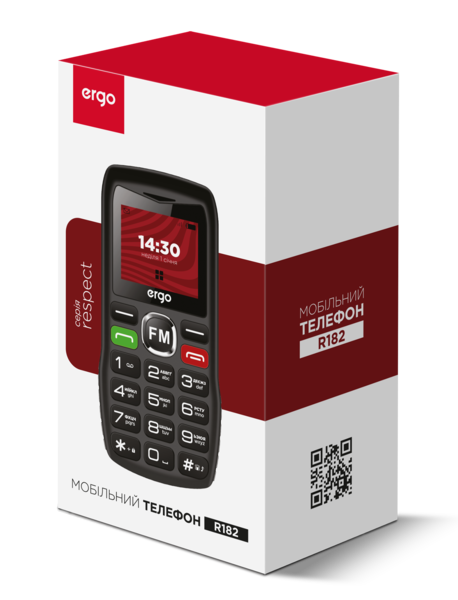 Мобільний телефон Ergo R182 Dual Sim, 1000mAh, Black - Фото 1 Мобільний телефон Ergo R182 Dual Sim, 1000mAh, Black - изображение 1