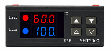 Контролер температури та вологості SHT2000 220V цифровий, -20°C…+60°C, 10A, з виносним датчиком - Фото 1 Контролер температури та вологості SHT2000 220V цифровий, -20°C…+60°C, 10A, з виносним датчиком - зображення 1