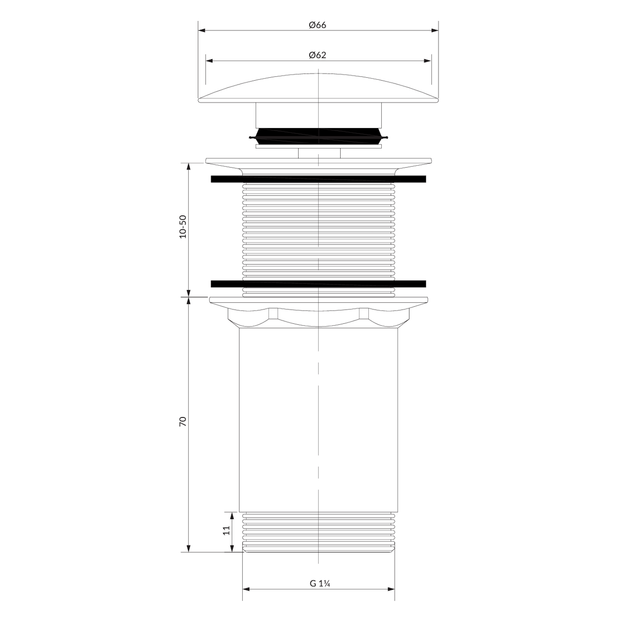 Донный клапан Omnires 1 1/4" Сlick-Сlack для раковины, белый (A716BP) - Фото 2 Донный клапан Omnires 1 1/4" Сlick-Сlack для раковины, белый (A716BP) - изображение 2