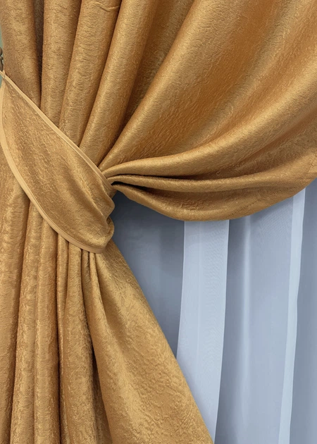 Комплект готовых штор VR-Textil Софт № 373ш Золотистый 100х270 см 2шт (31-794) - изображение 5