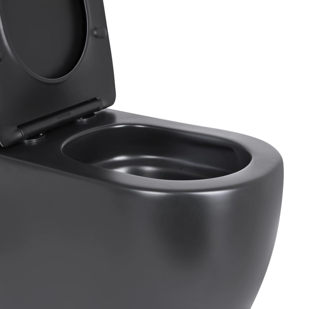 Унитаз компакт Q-tap Robin 660x360 овальный, с сиденьем, черный (QT13226083AMB) - изображение 4