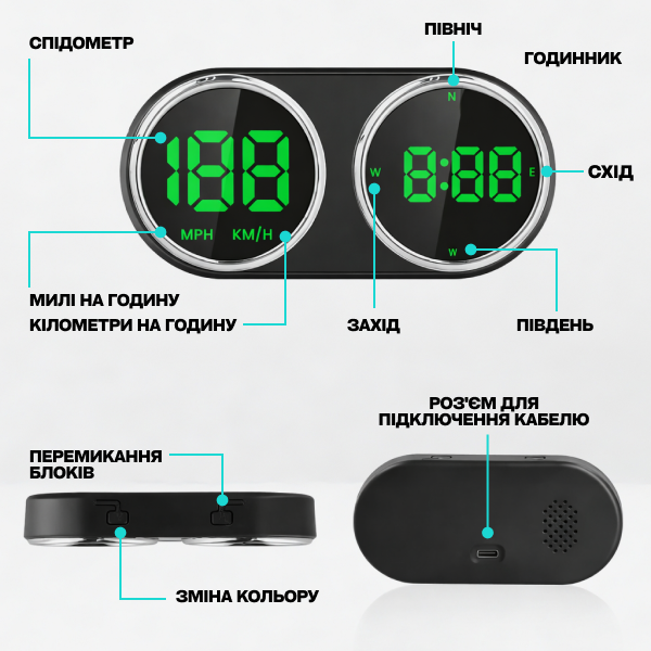 Спидометр GPS автомобильный с модулем для авто цифровой спидометр для контроля скорости двойной - изображение 4