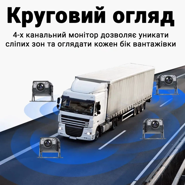 Автомобильный парковочный комплект Podofo A3554 10.1" сенсорный экран 4 камеры черный - изображение 2