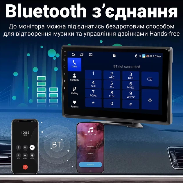 Автомобильный парковочный комплект Podofo A3554 10.1" сенсорный экран 4 камеры черный - изображение 10