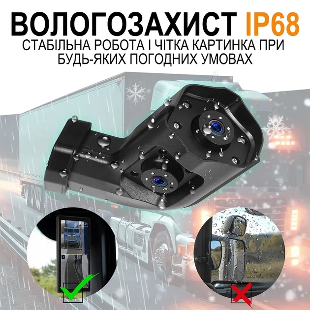 Цифровая система заменителей зеркал Podofo A3713A электронное зеркало 10.36" черное для грузовых автомобилей - изображение 4