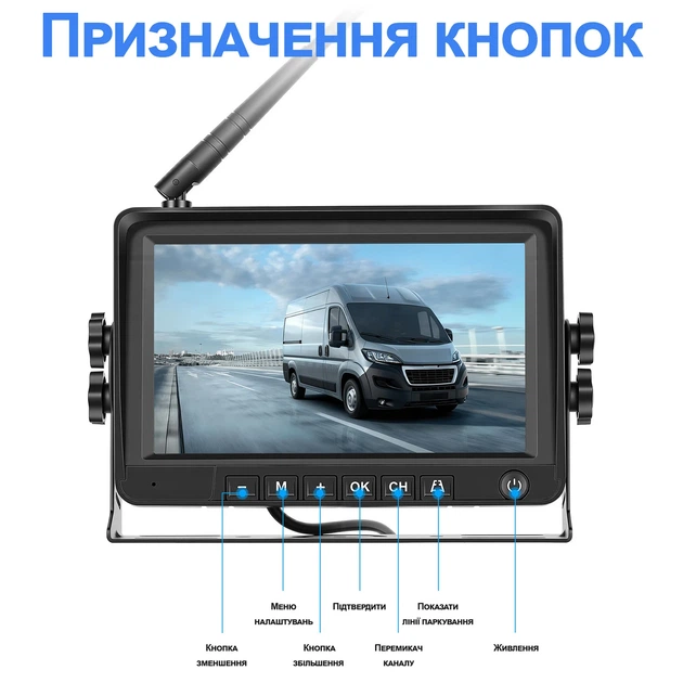 Беспроводная камера заднего вида с монитором 7" Podofo A4500 для FIAT Ducato Peugeot Boxer Citroen Jumper черная - Фото 12 Беспроводная камера заднего вида с монитором 7" Podofo A4500 для FIAT Ducato Peugeot Boxer Citroen Jumper черная - изображение 12