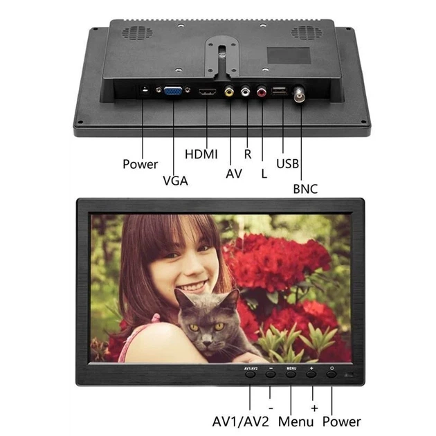 Автомобильный монитор Podofo K101 10.1" ЖК-дисплей черный с AV, VGA, HDMI, BNC входом - изображение 6