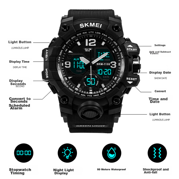 Дитячий годинник Skmei 1155B 50 м - Фото 3 Дитячий годинник Skmei 1155B 50 м - зображення 3