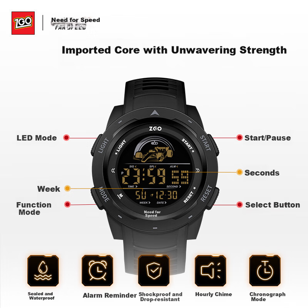 Мужские часы ZGO 1GO FARSPEED спортивные (ZG-7006-SEW25) - изображение 6