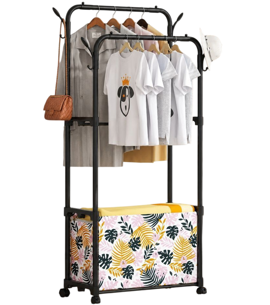Напольная стойка для одежды RIAS Multifunctional Shoe And Hat Rack с колесиками 175x57x34 см Black (3_08462) - Фото 2 Напольная стойка для одежды RIAS Multifunctional Shoe And Hat Rack с колесиками 175x57x34 см Black (3_08462) - изображение 2