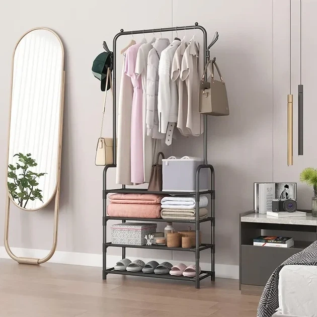 Напольная вешалка-стойка для одежды и обуви RIAS Clothes Rack 6013 с 5 ярусами 60x29.5x152 см Black (3_08463) - Фото 4 Напольная вешалка-стойка для одежды и обуви RIAS Clothes Rack 6013 с 5 ярусами 60x29.5x152 см Black (3_08463) - изображение 4