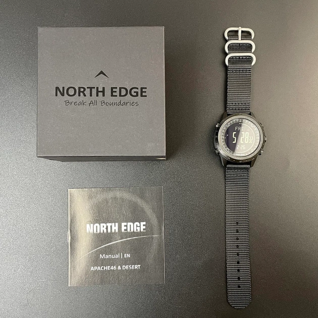 Наручные часы North Edge Desert 5BAR с компасом, металл, черный, 46x14 мм - изображение 8