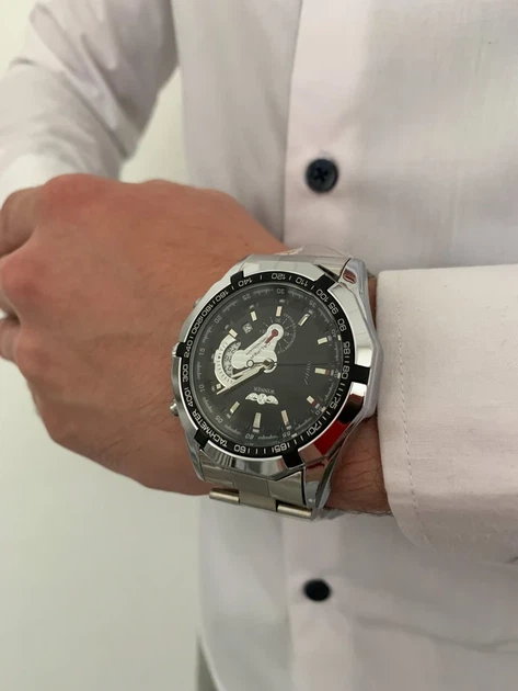 Наручні годинники Winner Titanium механічні 46х15 мм чорний срібний метал - Фото 3 Наручні годинники Winner Titanium механічні 46х15 мм чорний срібний метал - зображення 3