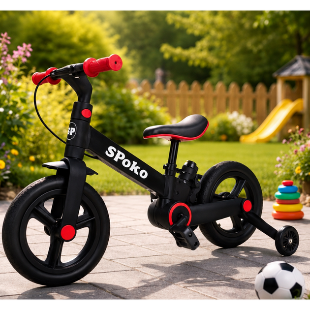 Біговел велосипед 3в1 Spoko SP-150 чорно-червоний (42412141) - изображение 10