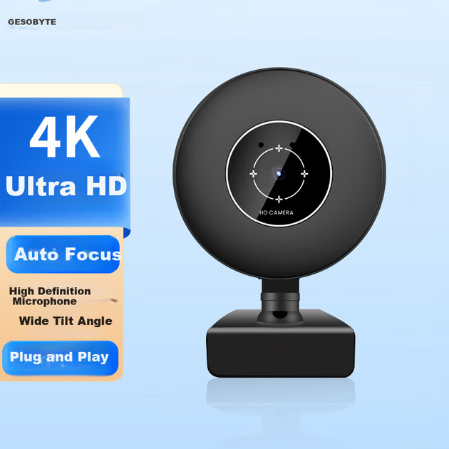 GESOBYTE C610 4K Ultra HD Камера для прямой трансляции, широкоугольная, для видеозвонков, конференций, онлайн-обучения, экзаменов, вступительных экзаменов в аспирантуру, для дома, ноутбука, настольного компьютера, USB-микрофон - изображение 4