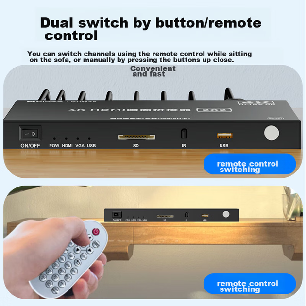 Видеопроцессор BIAZE для сшивки изображения на 4 экрана HDMI 4K с поддержкой USB и SD-карты - изображение 6