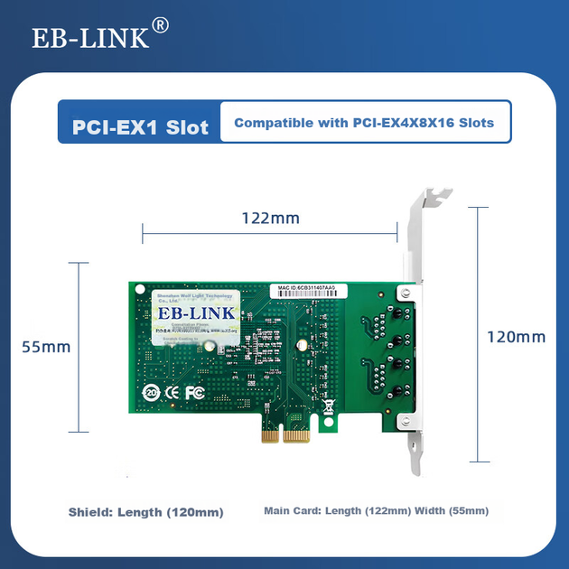 Мережева карта EB-LINK PCI-E X1 гігабітна на 2 порти з чипом Intel 82576 - зображення 5