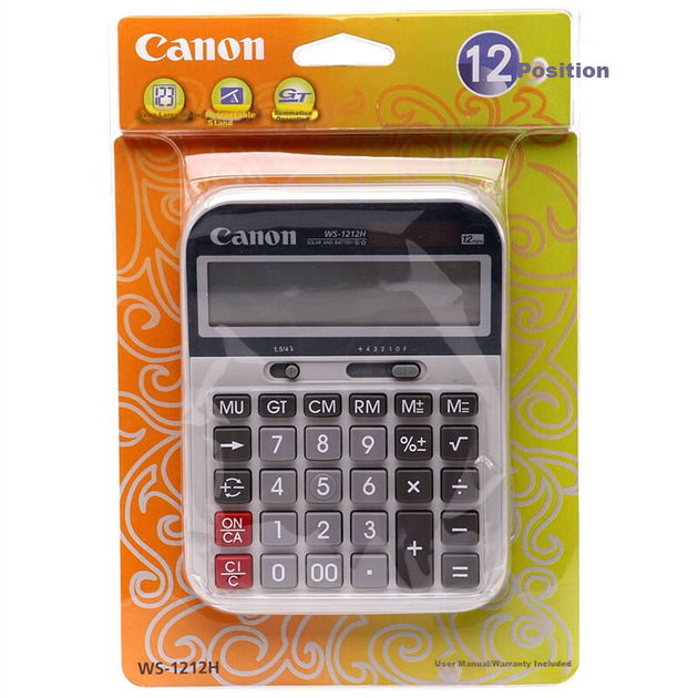 Калькулятор Canon WS-1212H настольный с широким экраном на двух источниках питания - Фото 6 Калькулятор Canon WS-1212H настольный с широким экраном на двух источниках питания - изображение 6