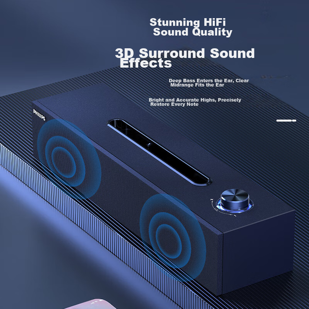 Колонки PHILIPS SPA3808 компьютерные с Bluetooth и сабвуфером, настольные, черные - изображение 6