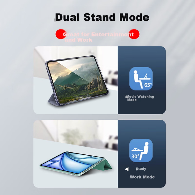 Чохол для iPad Air 4/5/6/7 11 дюймів (2020-2025) силіконовий ударостійкий зі складаною підставкою, лавандово-сірий - Фото 11 Чохол для iPad Air 4/5/6/7 11 дюймів (2020-2025) силіконовий ударостійкий зі складаною підставкою, лавандово-сірий - зображення 11
