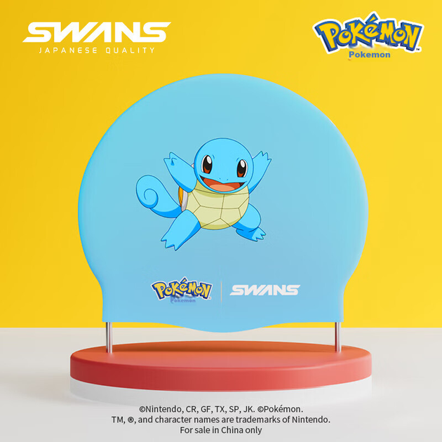 Шапочка для плавания SWANS Pokemon детская силиконовая с рисунком Пикачу и черепашки - изображение 4