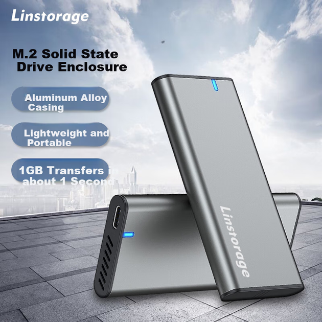 Корпус для M.2 NVMe SSD-накопителя Linstorage Type-C3.2, портативный, совместимый с ноутбуками и iPhone 16. Корпус для внешнего SSD-накопителя из алюминиевого сплава для эффективного отвода тепла. - изображение 4