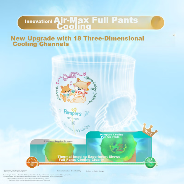 Подгузники-трусики Pampers Cooling King New Level 1 Pull-Up Pants XXL44, летние, ультратонкие, дышащие, быстросохнущие. - изображение 6