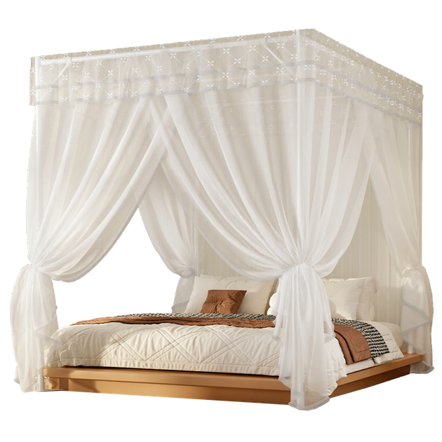Москитная сетка Cottonfaith класса А квадратная с верхним креплением, три двери, 1.5x2 м, цвет лунный свет, усиленный каркас - изображение 4