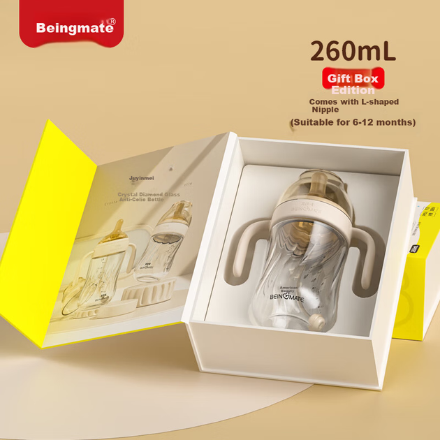 Пляшечка Beingmate Diamond скляна антиколікова з трубочкою від 6 місяців - Фото 5 Пляшечка Beingmate Diamond скляна антиколікова з трубочкою від 6 місяців - зображення 5