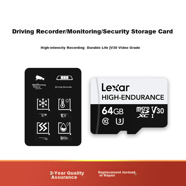 Карта памяти Lexar 64 ГБ TF (MicroSD) C10 U3 V30, скорость чтения 100 МБ/с, карта памяти для видеорегистратора, высокая износостойкость для систем видеонаблюдения. - Фото 9 Карта памяти Lexar 64 ГБ TF (MicroSD) C10 U3 V30, скорость чтения 100 МБ/с, карта памяти для видеорегистратора, высокая износостойкость для систем видеонаблюдения. - изображение 9