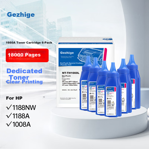 Тонер-картриджи Gezhige W1660A 166A для HP Laser 1008w, 1136w, 1188nw, 1188w, 6 шт - изображение 6