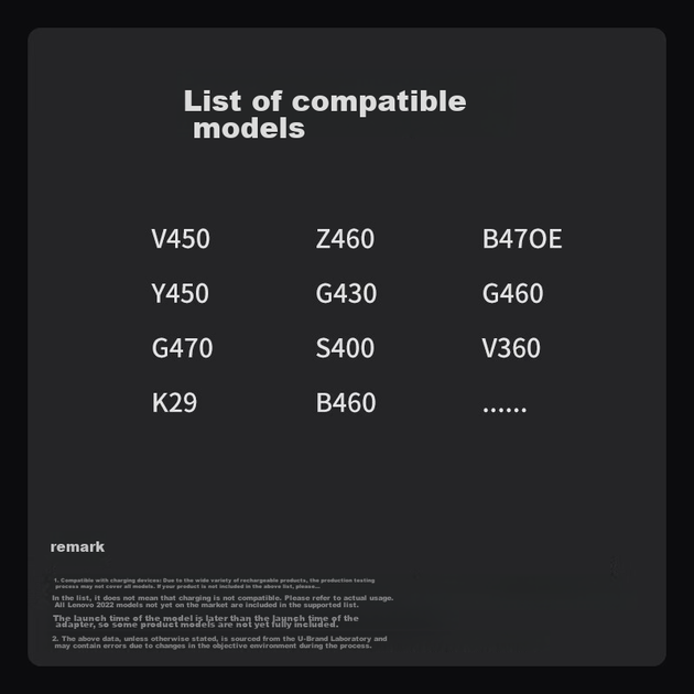Блок живлення Youpin 20 В 3.25 А 65 Вт для ноутбуків Lenovo S405/S410/G460, круглий роз'єм - зображення 12