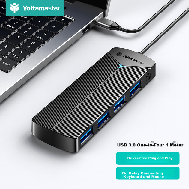 Док-станция Yottamaster Type-C Hub Dock, разветвитель USB-C 3.0, 4-портовый концентратор для ноутбука, iPad, планшета и настольного компьютера. - зображення 4