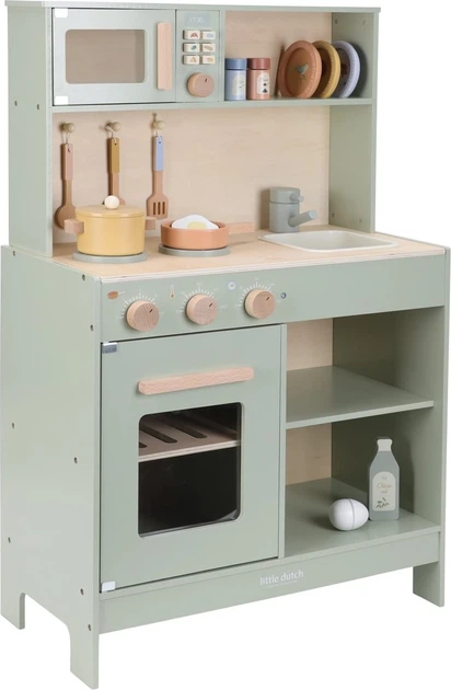 Zestaw do zabawy Little Dutch Kuchnia drewniana FSC Miętowa (LD2500) (8713291225008) - obraz 4