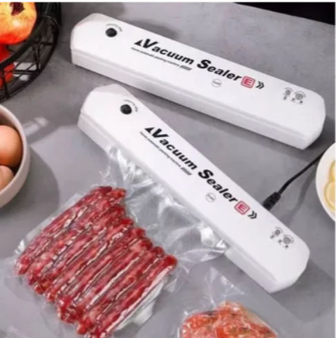 Вакуумный упаковщик для продуктов бытовой автоматический вакууматор запайщик пакетов для вакуумной упаковки Vacuum Sealer белый 90 Вт для мяса рыбы овощей фруктов заморозки Sous Vide хранения продуктов - изображение 2