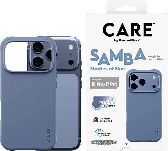 Панель CARE by PanzerGlass Fashionable Case Samba MagSafe для Apple iPhone 17 Pro Blue (CR30994) - зображення 5