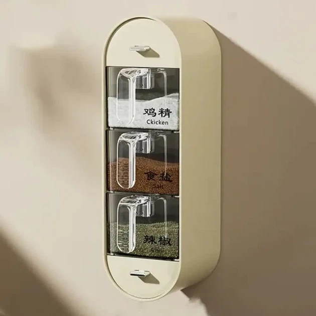 Органайзер настінний для спецій та круп Spice organizer XL-905 на 5 ємностей 27.5х12.3х8.7 см Білий - зображення 2