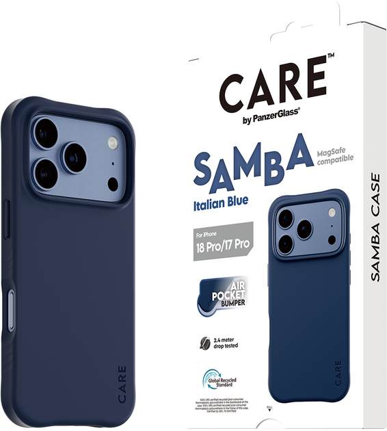 Панель CARE by PanzerGlass Fashionable Case Samba MagSafe для Apple iPhone 17 Pro Italian Blue (CR80416) - зображення 2