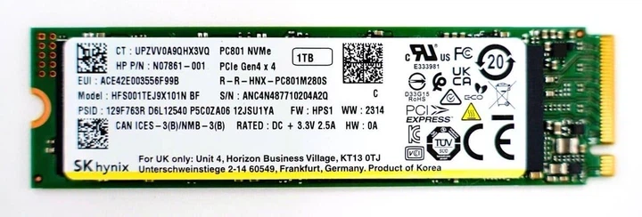 SSD M.2 накопичувач SK Hynix PC801 1TB (HFS001TEJ9X101N) Б/В - Фото 1 SSD M.2 накопичувач SK Hynix PC801 1TB (HFS001TEJ9X101N) Б/В - изображение 1