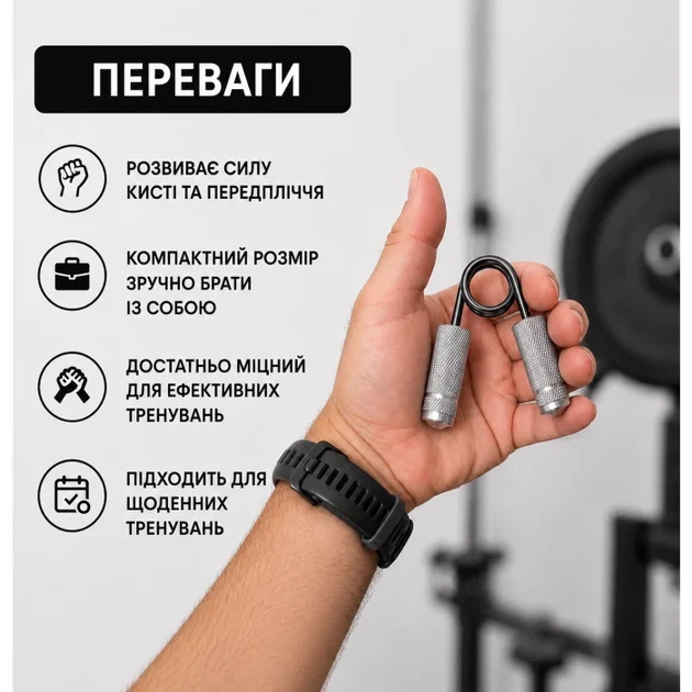 Эспандер кистевой IVN 10 см Металлический Компактный Серый (IV-0704GR) - изображение 5