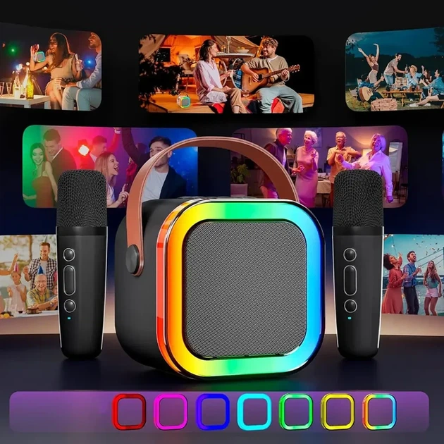 Караоке-система K12 з двома мікрофонами, Bluetooth, чорна - зображення 2