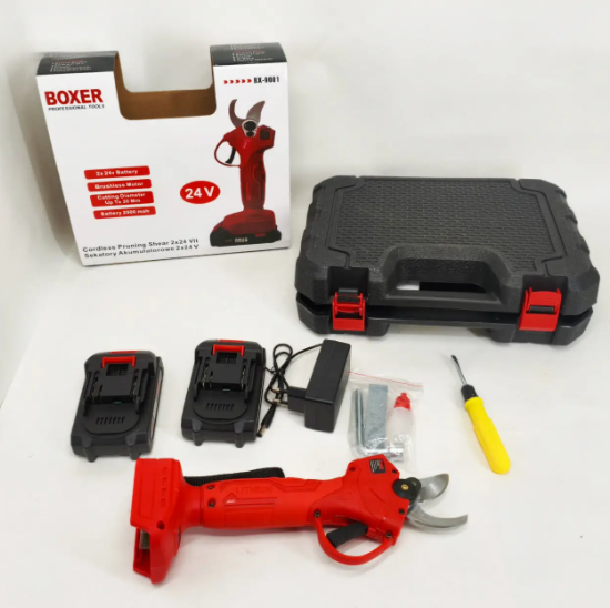 Акумуляторний секатор BOXER BX-9001 24V 2Ah із двома акумуляторами безщітковим двигуном діаметром різання до 30 мм - Фото 6 Акумуляторний секатор BOXER BX-9001 24V 2Ah із двома акумуляторами безщітковим двигуном діаметром різання до 30 мм - зображення 6