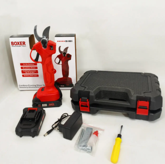 Акумуляторний секатор BOXER BX-9001 24V 2Ah із двома акумуляторами безщітковим двигуном діаметром різання до 30 мм - Фото 9 Акумуляторний секатор BOXER BX-9001 24V 2Ah із двома акумуляторами безщітковим двигуном діаметром різання до 30 мм - зображення 9