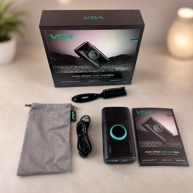 Бритва VGR 378 Black / Шейвер подвійне лезо з LED дисплеєм - изображение 7