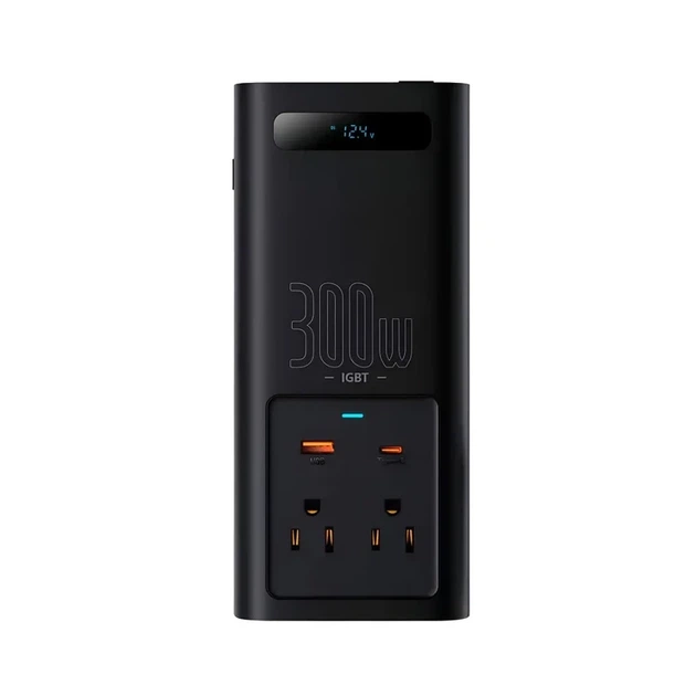 Автомобильный инвертор для электросамокатов Baseus IGBT Power Inverter 300W (110V US/JP) Black + переходник на EU вилку - изображение 3