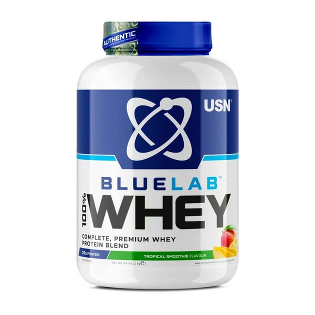 Протеин USN Blue Lab 100% Whey 2 кг тропический смузи для роста мышц - Фото 1 Протеин USN Blue Lab 100% Whey 2 кг тропический смузи для роста мышц - изображение 1