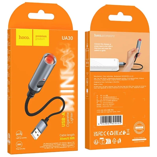 Портативный прикуриватель Hoco UA30 USB 30 см черный - Фото 6 Портативный прикуриватель Hoco UA30 USB 30 см черный - изображение 6